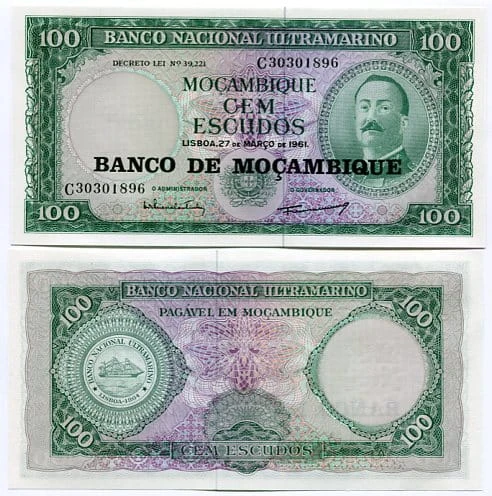 Mozambik 100 Escudos 1961 r. UNC