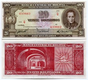 Boliwia 20 Bolivianos 1945 r. UNC