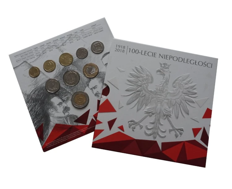 Menniczy zestaw monet obiegowych w etui 2018 r.  100 rocznica Niepodległości