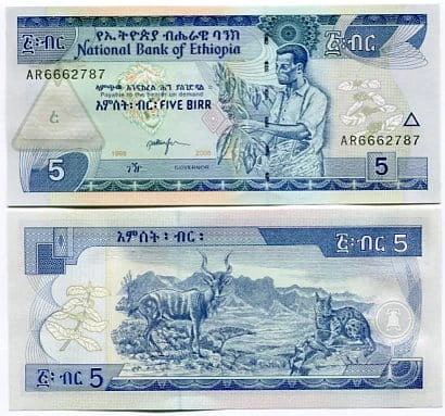 Etiopia 5 Birr 2006 r. UNC