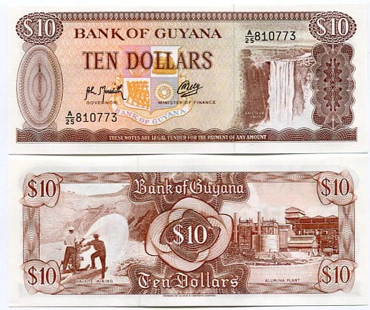 Gujana 10 Dollar 1989 r. UNC