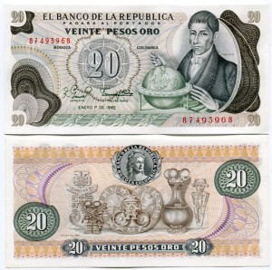 Kolumbia 20 Pesos 1983 r. UNC