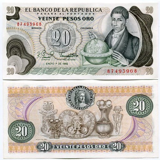 Kolumbia 20 Pesos 1983 r. UNC