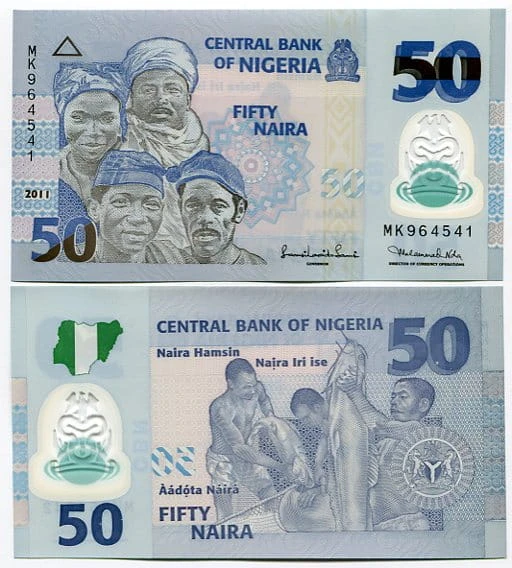 Nigeria 50 Naira 2011 r. Polimer UNC 