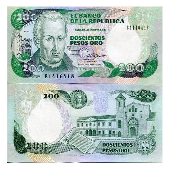 Kolumbia 200 Pesos 1989 r. UNC