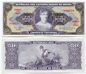 Brazylia 50 Cruzeiros 1967 r. UNC 
