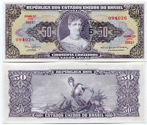 Brazylia 50 Cruzeiros 1967 r. UNC 