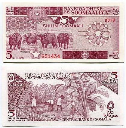 Somalia 5 Shillings 1987 r. UNC