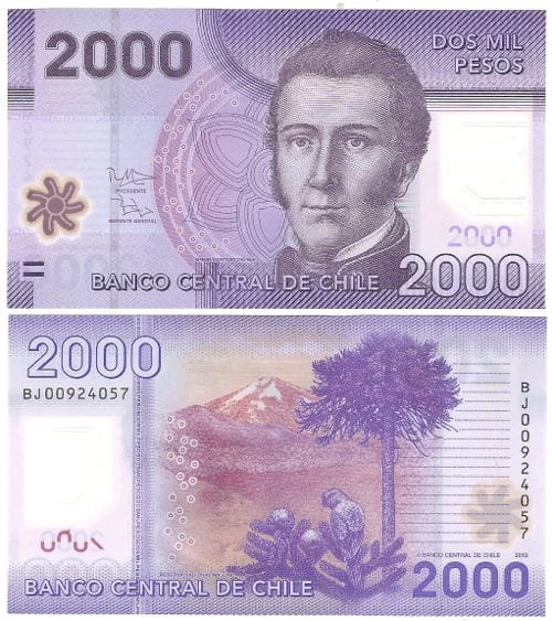 Chile 2000 Pesos 2013 r. Polimer UNC Zdjęcie przykładowe