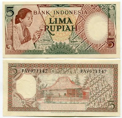 Indonezja 5 Rupiah 1958 r. UNC