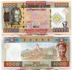 Gwinea 1000 Francs 2010 r. UNC