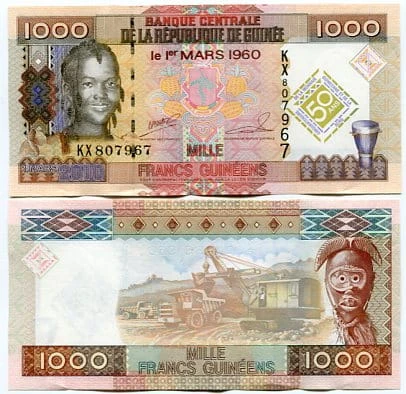 Gwinea 1000 Francs 2010 r. UNC