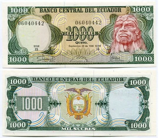 Ekwador 1000 Sucres 1988 r. UNC