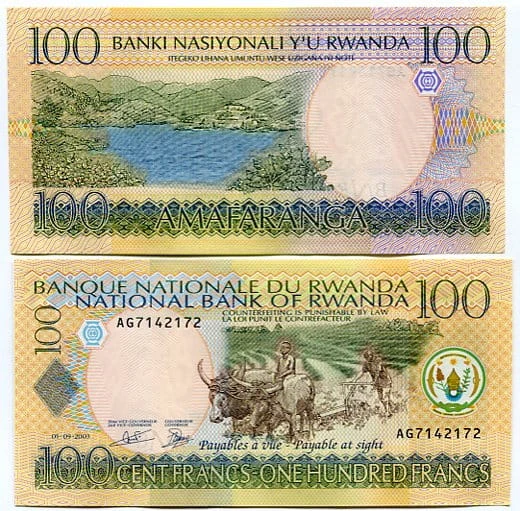 Rwanda 100 Francs 2003 r. UNC