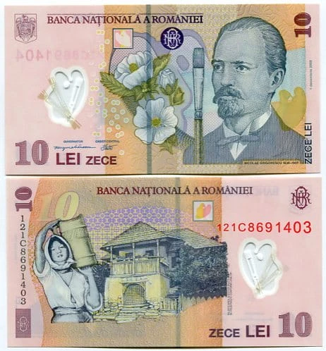 Rumunia 10 Lei 2008 r. Polimer UNC