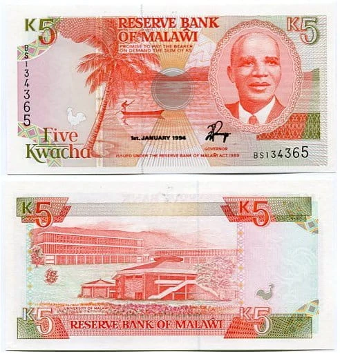 Malawi 5 Kwacha 1994 r. UNC