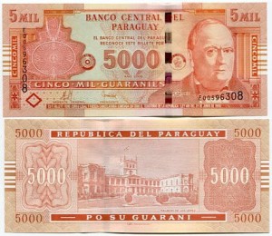 Paragwaj 5000 Guaranies 2010 r. UNC