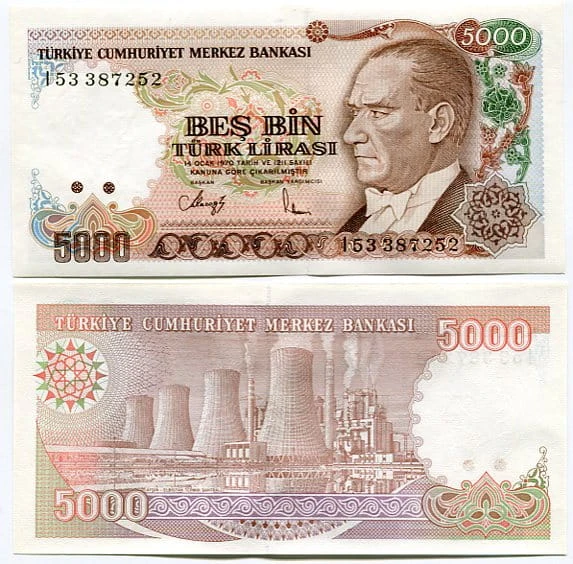 Turcja 5000 Lirasi 1970 r. UNC
