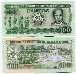 Mozambik 100 Meticais 1989 r.  UNC