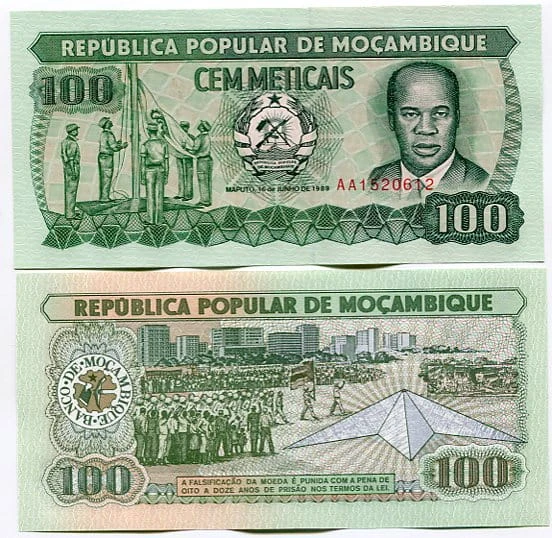 Mozambik 100 Meticais 1989 r.  UNC