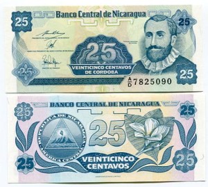 Nikaragua 25 Centavos 1991 r. UNC