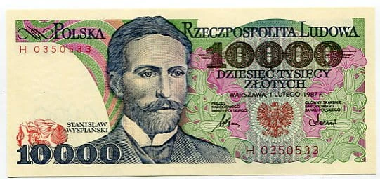 Banknot Polska 10000 zł z 1987 r.