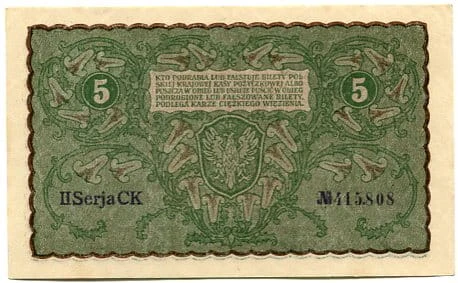 Banknot 5 Marek Polskich 1919 r.