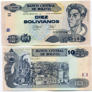 Boliwia 10 Bolivianos 2015 r. UNC
