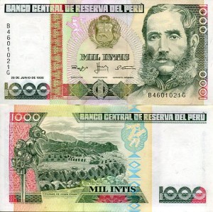 Peru 1000 Intis 1988 r. UNC