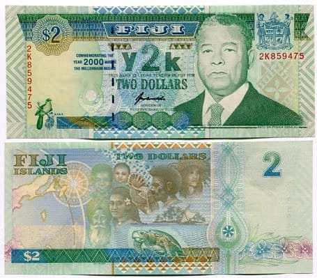 Fidżi 2 Dollars 2000 r. UNC
