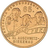 Moneta 2 zł 2010 r. 65. rocznica oswobodzenia KL Auschwitz-Birkenau