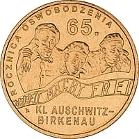 Moneta 2 zł 2010 r. 65. rocznica oswobodzenia KL Auschwitz-Birkenau