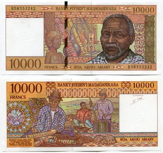 Madagaskar 10 000 Francs 1995 r. UNC