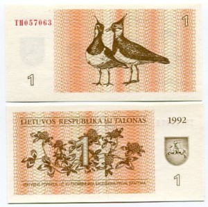 Litwa 1 Talonas 1992 r. UNC