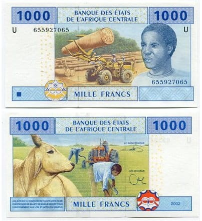 Kamerun 1000 Francs 2002 r. UNC