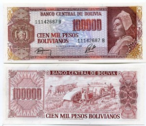 Boliwia 100 000 Bolivianos 1984 r. UNC