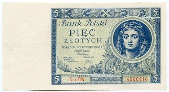 Banknot 5 zł 1930 r.