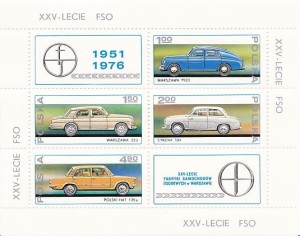 Bloczek 1976 r. 25 Lecie fabryki samochodów osobowych w Warszawie