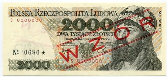 Banknot 2000 zł 1979 r. wzór/specimen