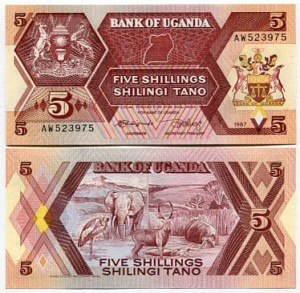 Uganda 5 Shilings 1987 r. UNC