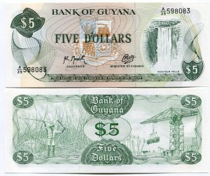 Gujana 5 Dollar 1989 r. UNC