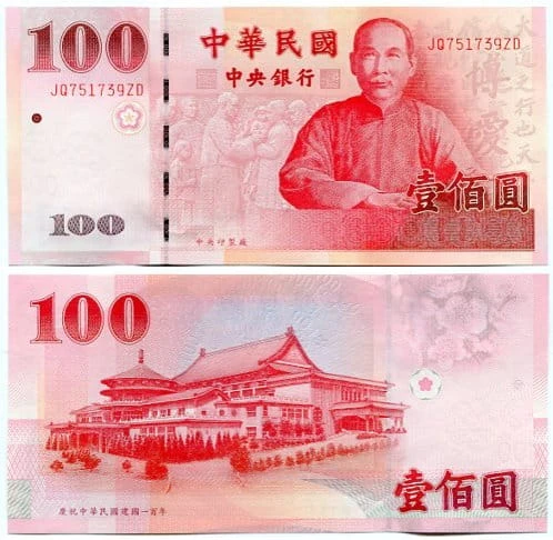 Tajwan 100 Yuan 2001 r. UNC
